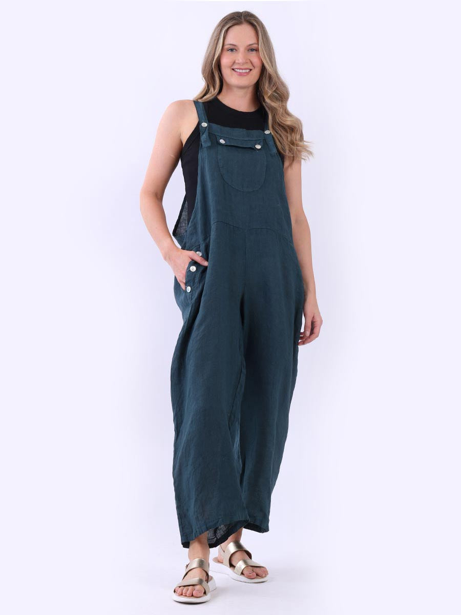 Plus Size Linen Pabo Jumpsuit Teal