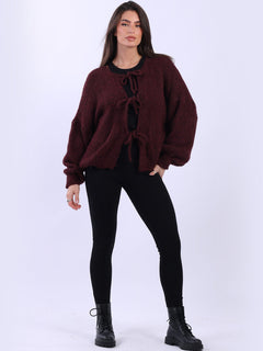 Wool Knitted Cardigan Wine
