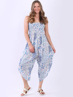 Floral Tube Jumpsuit Denim