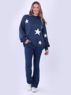Knitted Crop Wooly Jumper Denim