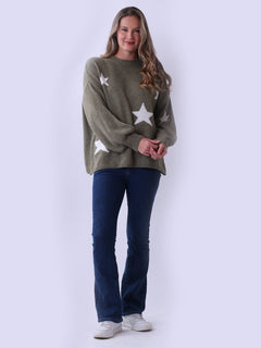 Knitted Crop Wooly Jumper Khaki