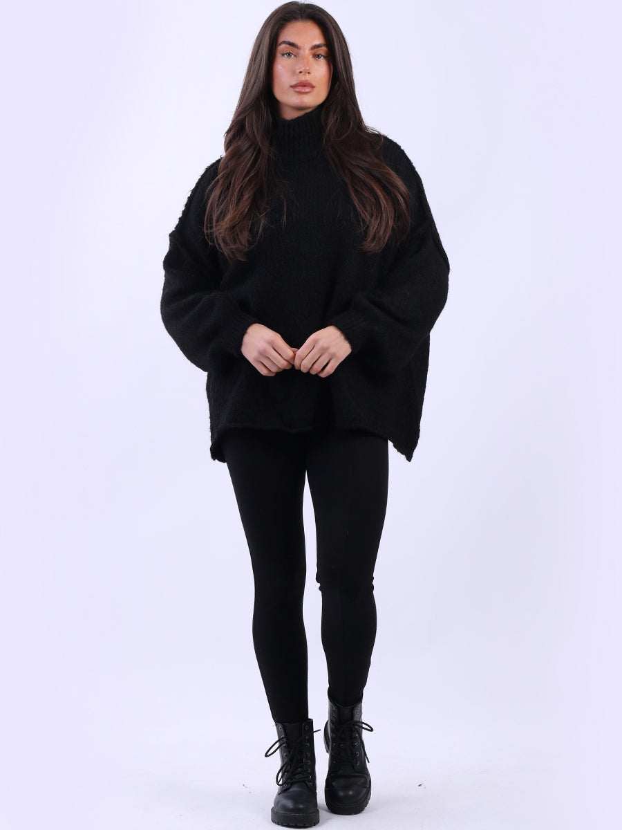 Turtle Neck Wooly Jumper Black