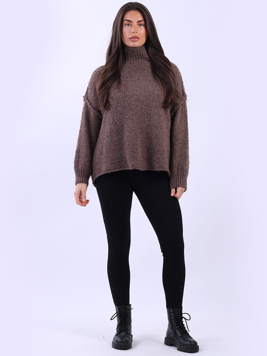 Turtle Neck Wooly Jumper Dark Mocha