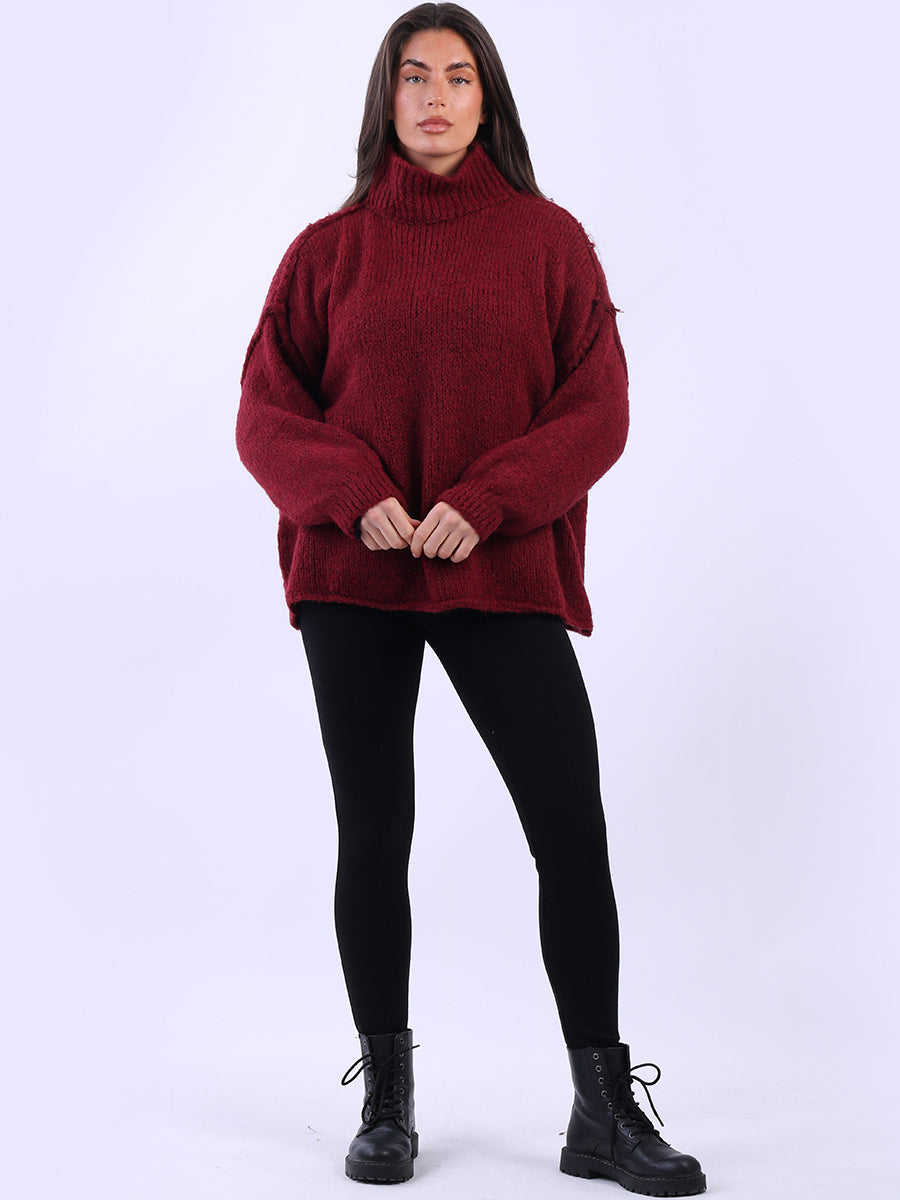 Turtle Neck Wooly Jumper Wine