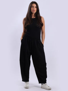 Solid Cotton Trouser Black