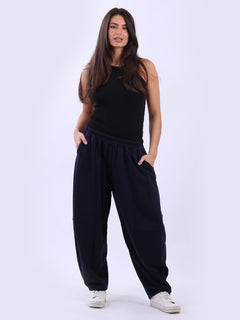Solid Cotton Trouser Navy