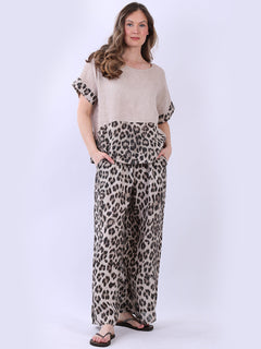 Baggy Linen Crop Top Beige