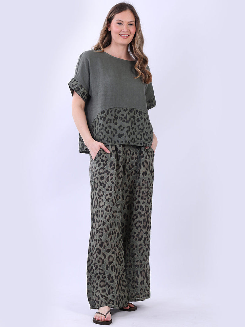 Baggy Linen Crop Top Khaki