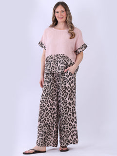 Baggy Linen Crop Top Pink