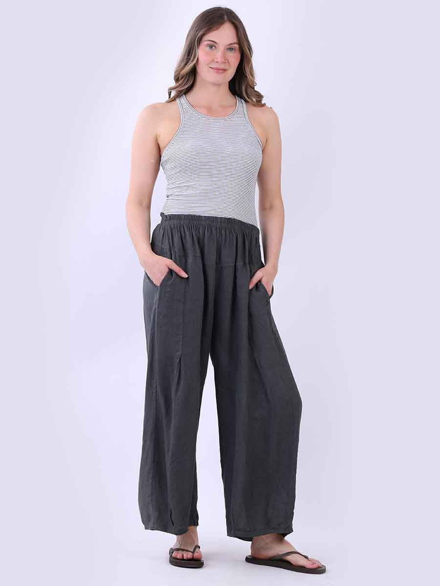 Plain Linen Pant Charcoal