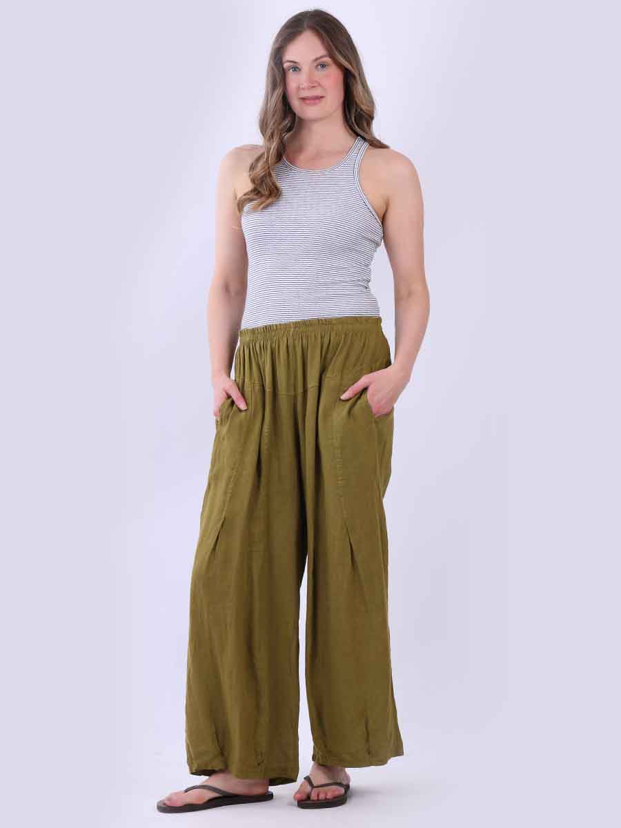 Plain Linen Pant Olive
