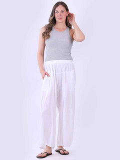 Plain Linen Pant White