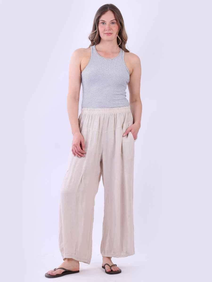 Plain Linen Pant Beige