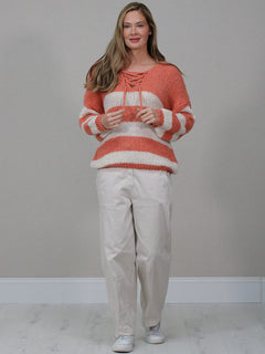 Woolen Knit Stripy Crop Jumper Sugar Poppy