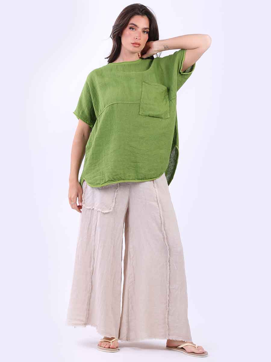 Plain Linen Top Olive