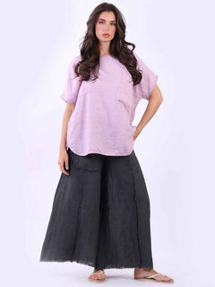 Plain Linen Top Raspberry