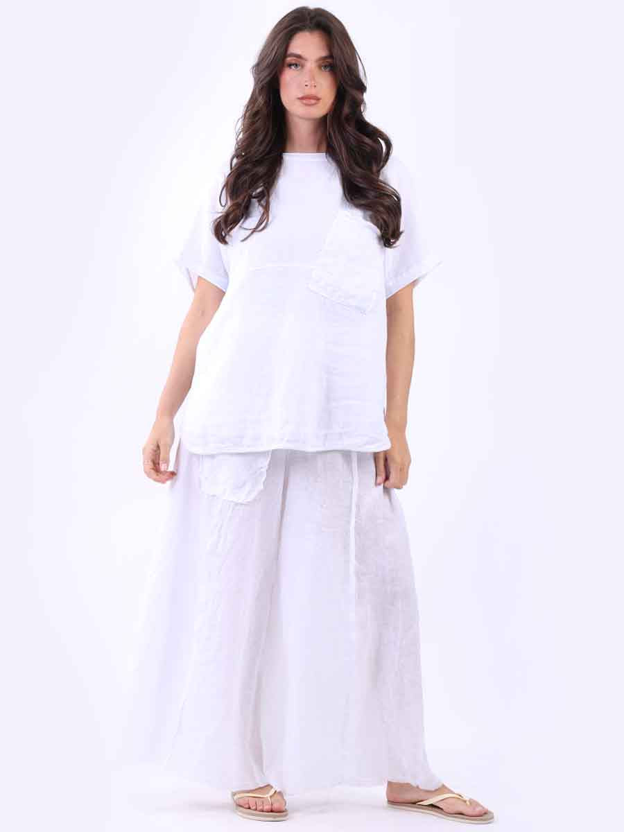 Plain Linen Top White