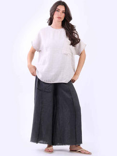 Plain Linen Top Beige