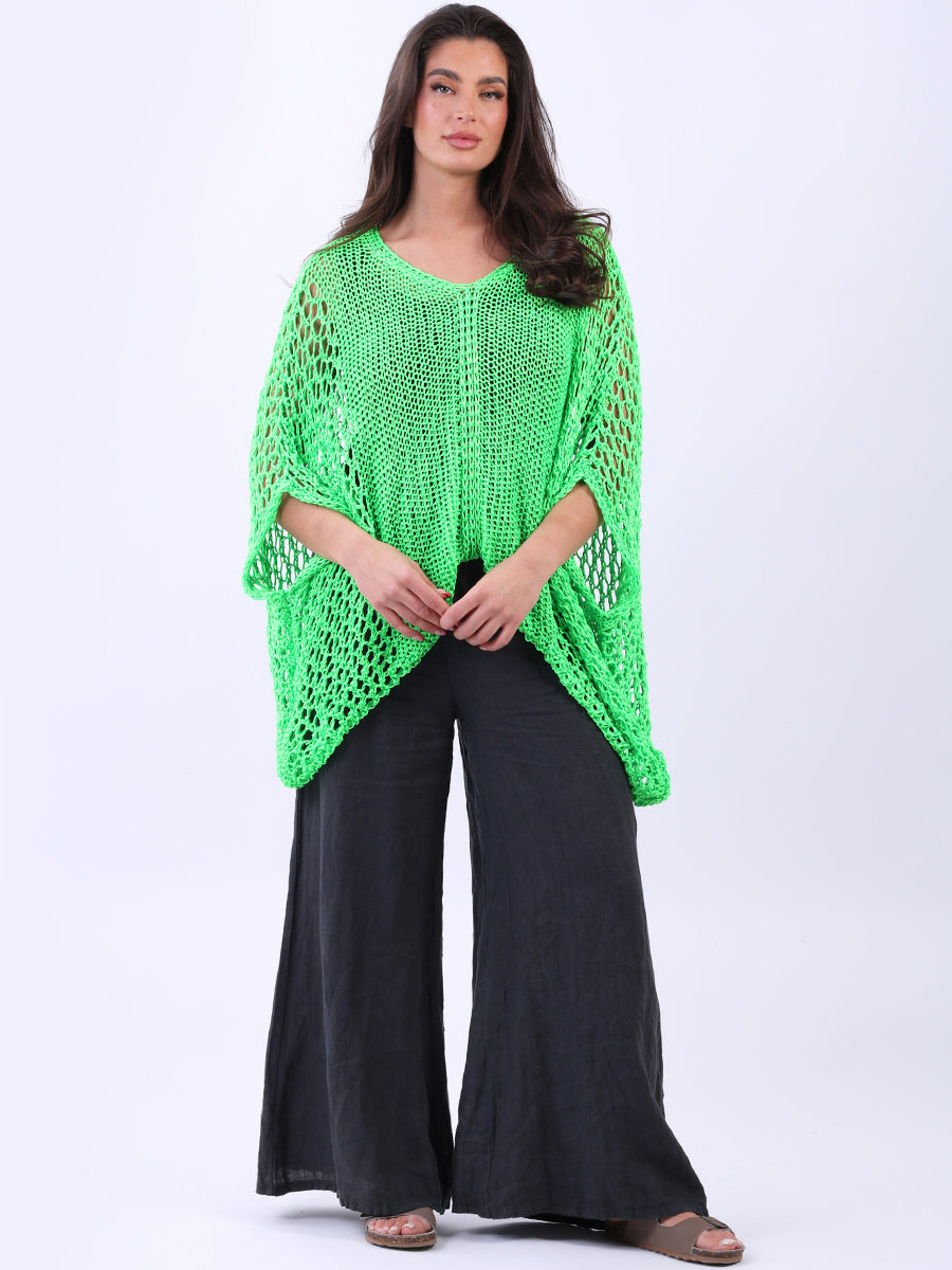Crochet Knit Beach Top Lime Green
