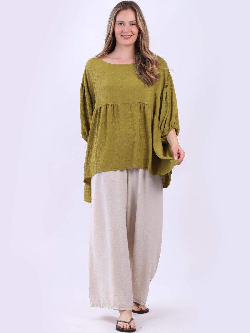 Plain Peplum Top Olive
