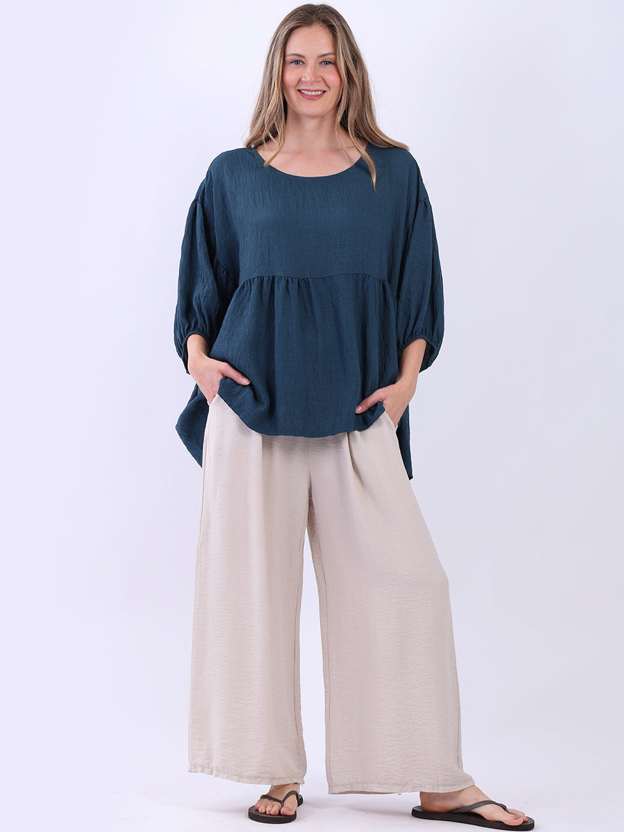 Plain Peplum Top Teal