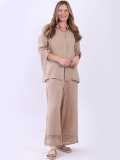 Button Down Linen Shirt Beige