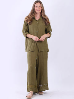 Button Down Linen Shirt Olive