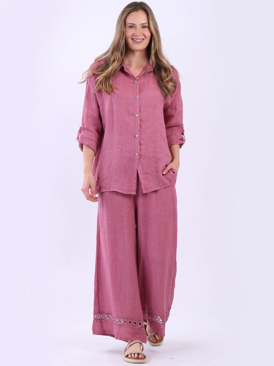 Button Down Linen Shirt Raspberry