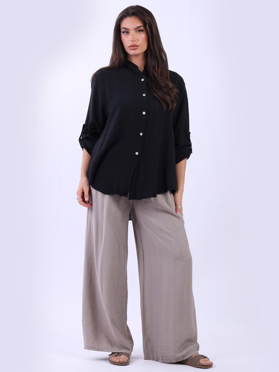 Button Sown Shirt Black