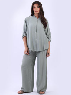 Button Sown Shirt Khaki