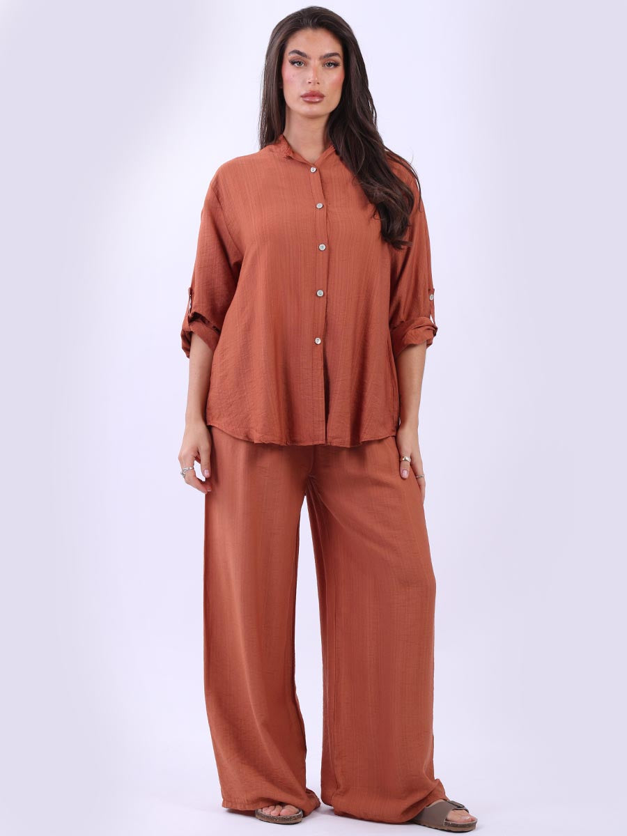 Button Sown Shirt Rust