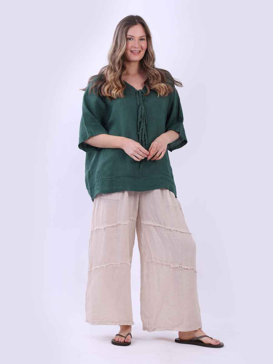 Plain Linen Top Bottle Green