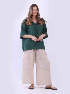 Plain Linen Top Bottle Green