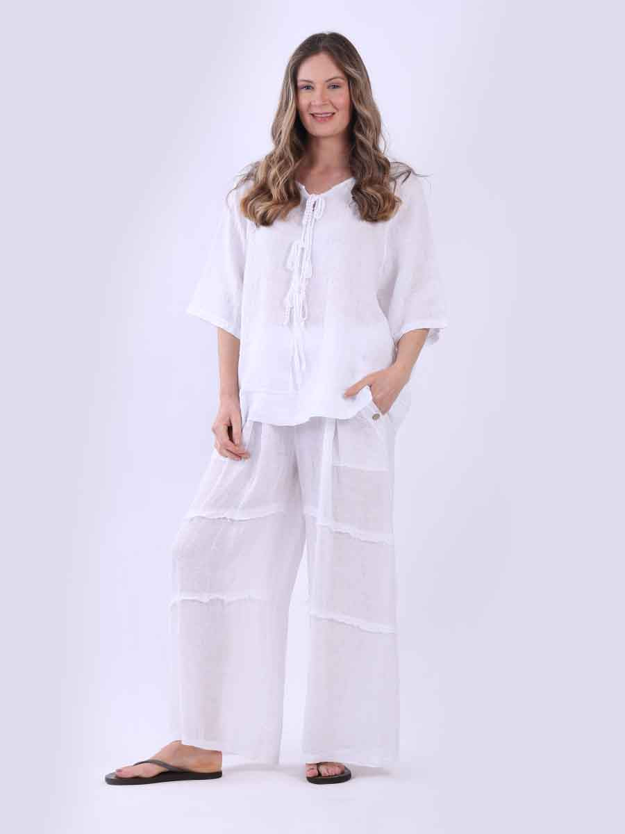 Plain Linen Top White
