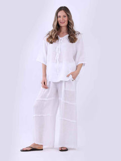 Plain Linen Top White