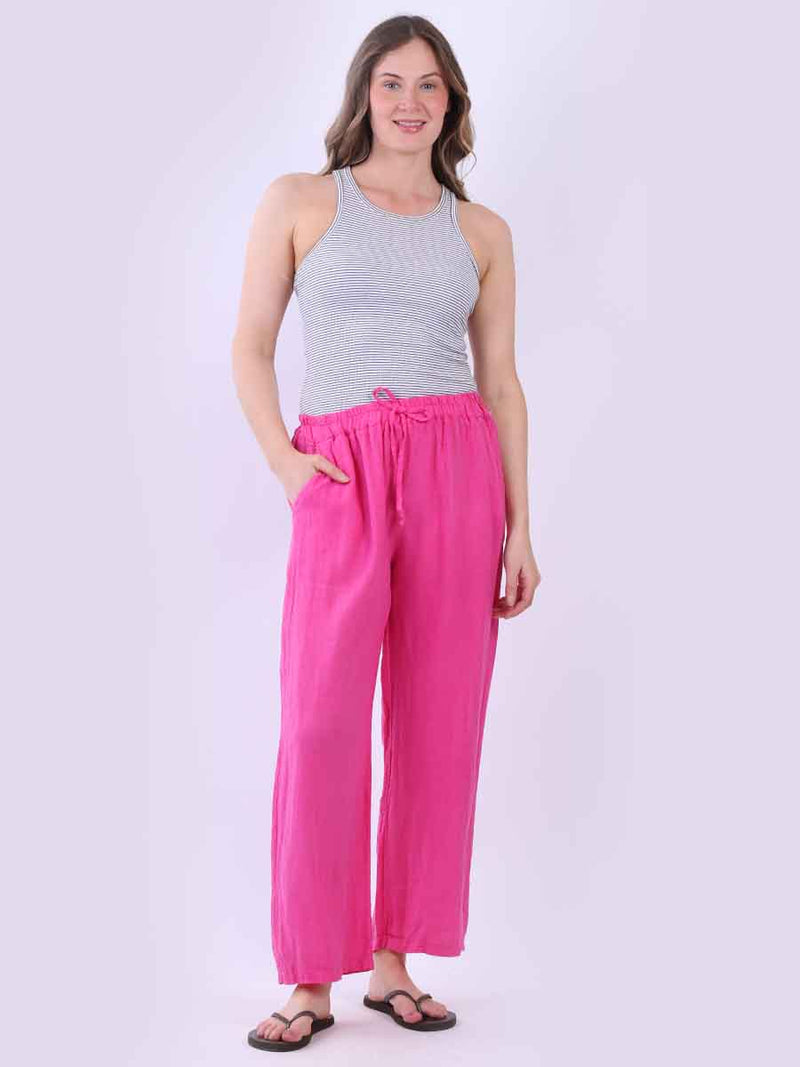 Solid Linen Trouser Fuchsia