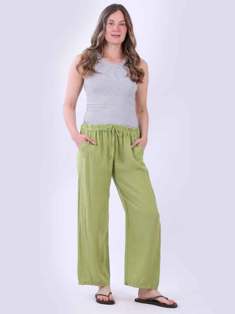 Solid Linen Trouser Olive