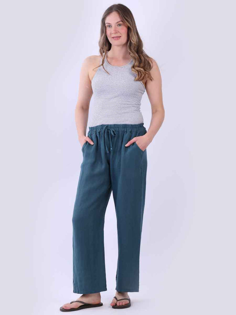 Solid Linen Trouser Teal