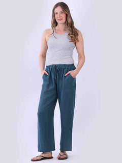 Solid Linen Trouser Teal