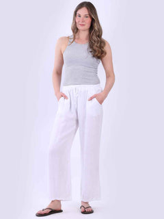 Solid Linen Trouser White