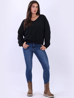 Solid Crop Sweat Top Black