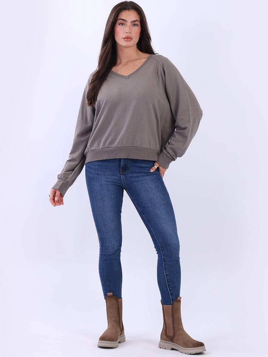 Solid Crop Sweat Top Mocha