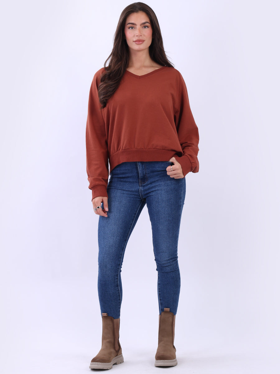 Solid Crop Sweat Top Rust