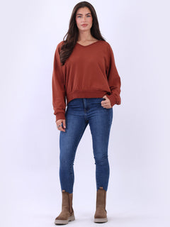 Solid Crop Sweat Top Rust