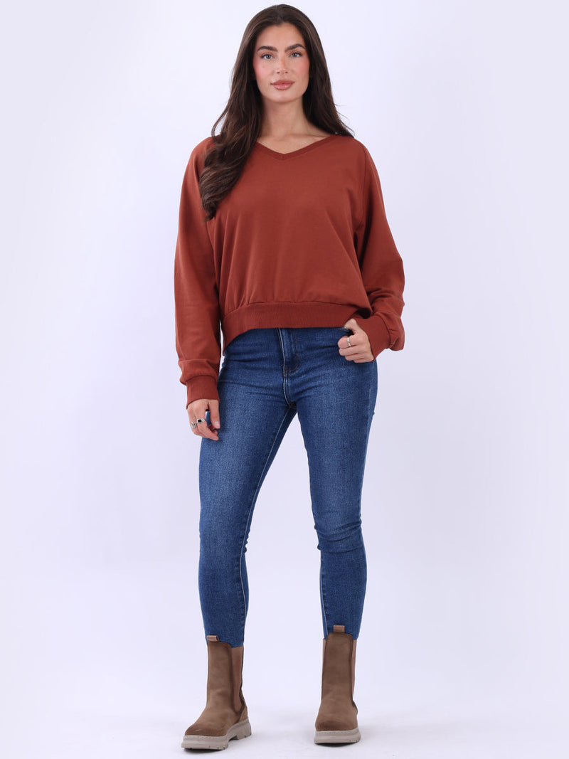 Solid Crop Sweat Top Rust