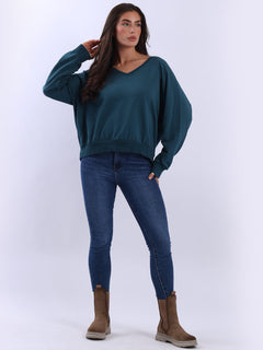 Solid Crop Sweat Top Teal