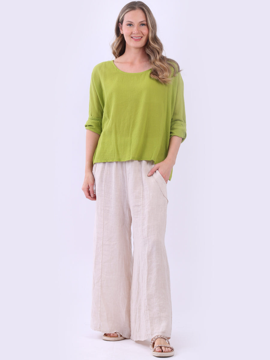 Cotton Crop Top Lime Green