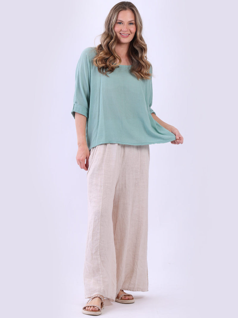 Cotton Crop Top Ocean Blue