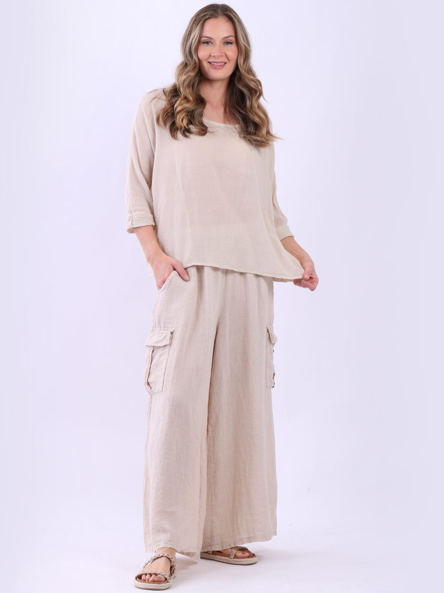 Cotton Crop Top Beige