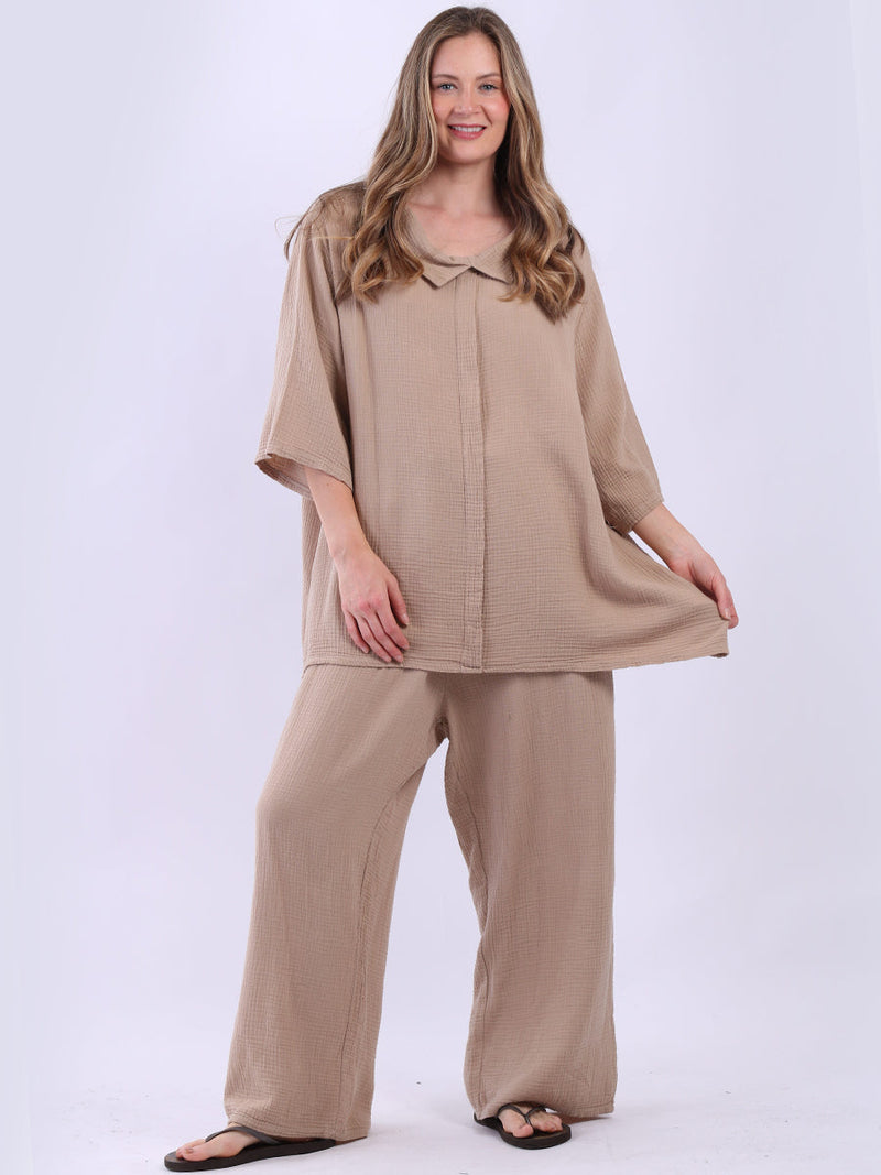 Plain Cotton Top Beige